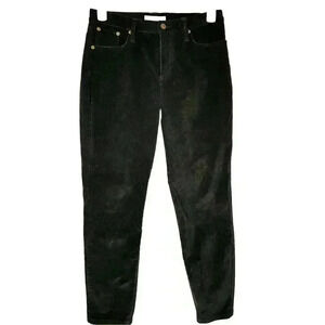 Garnet Hill Black Essential Slim Velvet Pants Size 8 Velour Business Casual